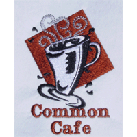 sample embroidery logo of coffee cup